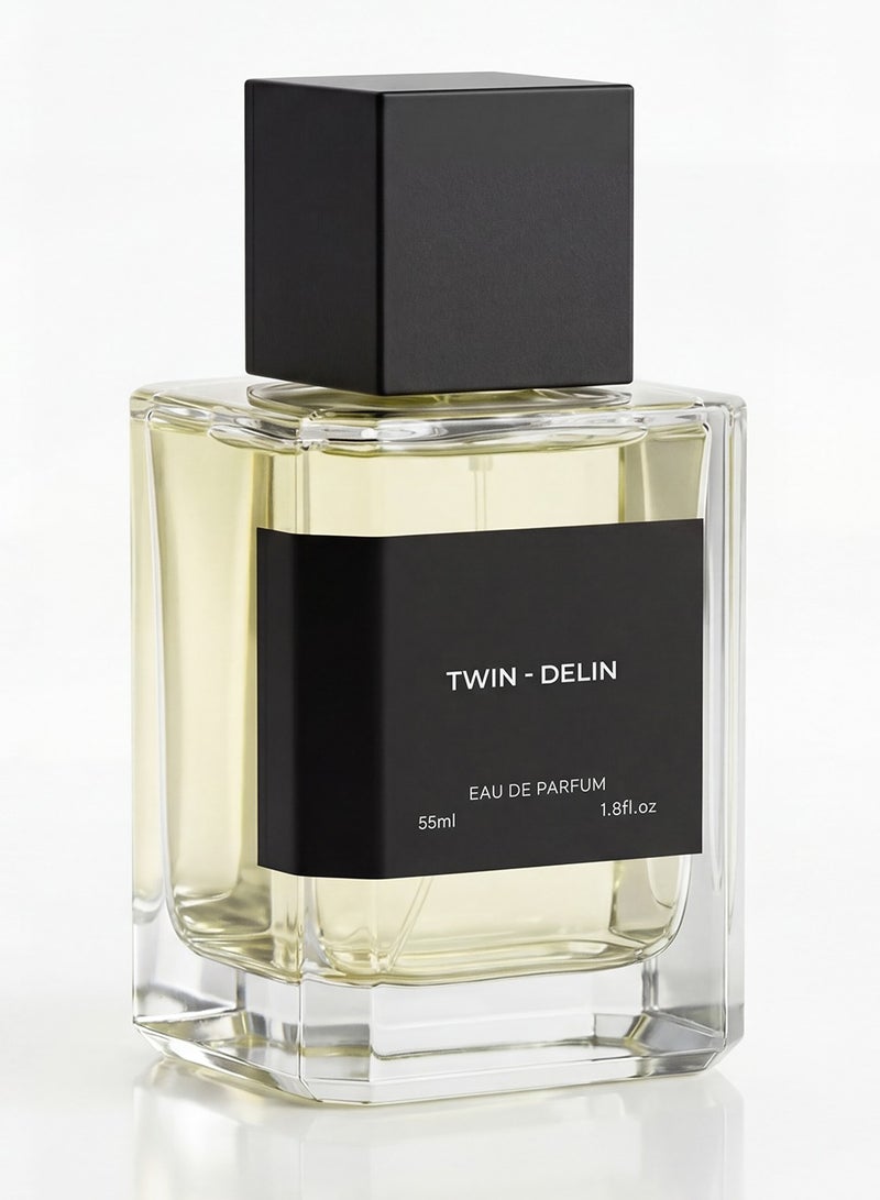توين عطر ديلين أو دو بارفان 55 مل، عطر زهري فاكهي أنيق، عطر للجنسين يدوم طويلاً، يتميز بنفحات الليتشي والبرغموت والورد وزنبق الوادي والفانيليا والمسك وخشب الكشمير - Image 1